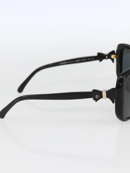 CHANEL Ribbon COCO Mark Sunglasses plastic Black 5171-A CC Auth 161639 main image 4